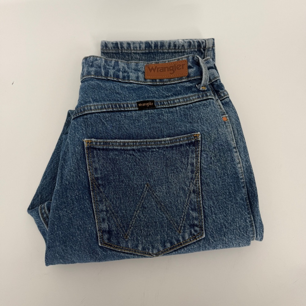 Wrangler Mom Fit High Rise Tapered Jeans Medium Wash Blue 12/31 112333519